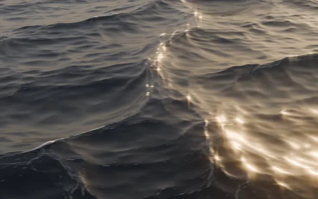 Onde al tramonto nel rendering finale